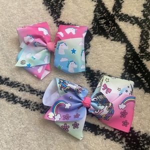 JoJo Siwa Unicorn and Rainbow Hair Bows - Pink and Blue